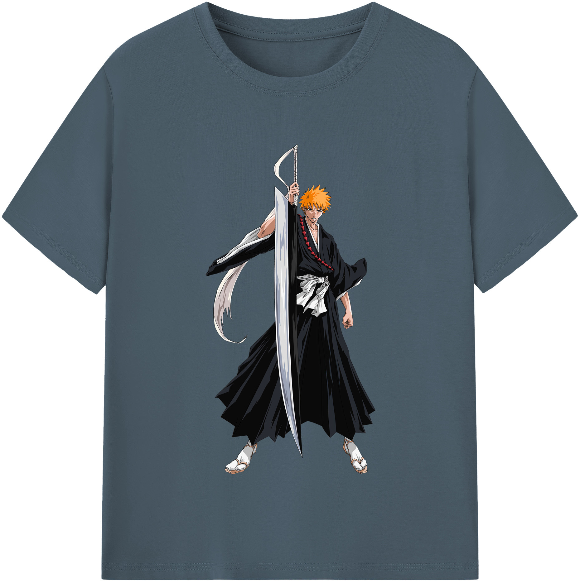 （画像用） ブリーチ 黒崎一護（くろさき いちご）BLEACH Kurosaki Ichigo 綿100％半袖Tシャツ（フロントプリント）